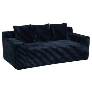 English Elm 72.2" Corduroy Deep Seat Sofa with Memory Foam Fill and Three Lumbar Pillows Included Black W1919P516837