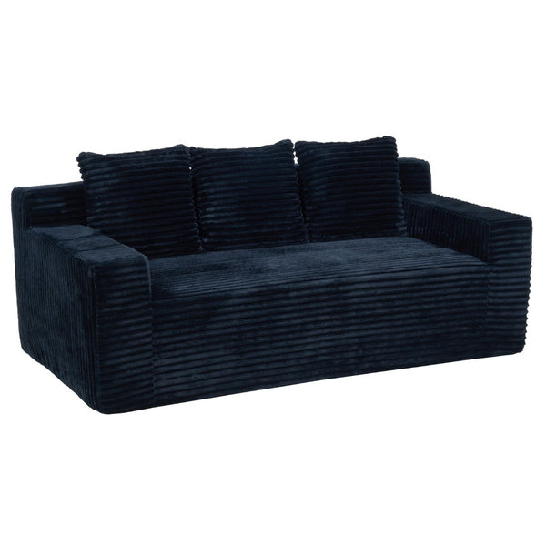 English Elm 72.2" Corduroy Deep Seat Sofa with Memory Foam Fill and Three Lumbar Pillows Included Black W1919P516837