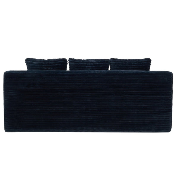 English Elm 72.2" Corduroy Deep Seat Sofa with Memory Foam Fill and Three Lumbar Pillows Included Black W1919P516837