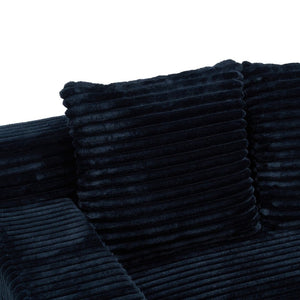 English Elm 72.2" Corduroy Deep Seat Sofa with Memory Foam Fill and Three Lumbar Pillows Included Black W1919P516837