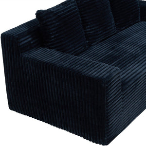 English Elm 72.2" Corduroy Deep Seat Sofa with Memory Foam Fill and Three Lumbar Pillows Included Black W1919P516837