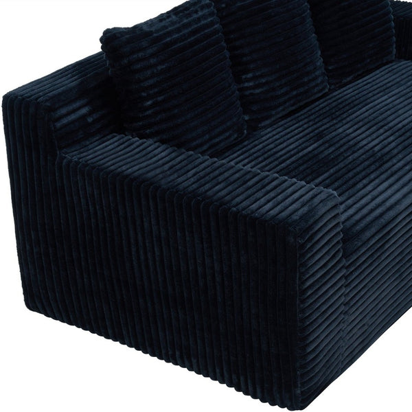 English Elm 72.2" Corduroy Deep Seat Sofa with Memory Foam Fill and Three Lumbar Pillows Included Black W1919P516837