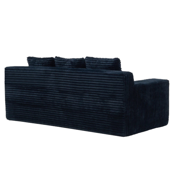 English Elm 72.2" Corduroy Deep Seat Sofa with Memory Foam Fill and Three Lumbar Pillows Included Black W1919P516837