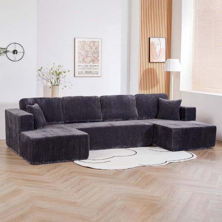 English Elm U Shaped Modular Sectional Corduroy Sofa Minimalist Low Profile Living Room Couch W1919S00004