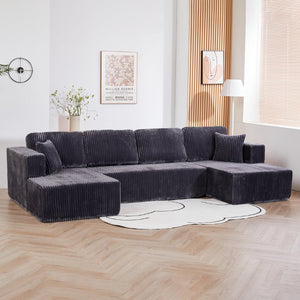 English Elm U Shaped Modular Sectional Corduroy Sofa Minimalist Low Profile Living Room Couch W1919S00004