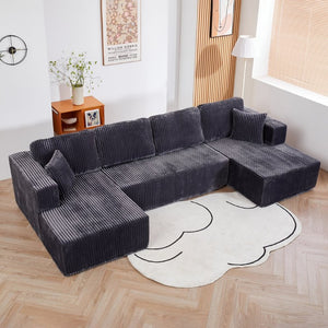 English Elm U Shaped Modular Sectional Corduroy Sofa Minimalist Low Profile Living Room Couch W1919S00004