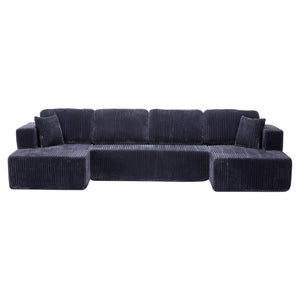 English Elm U Shaped Modular Sectional Corduroy Sofa Minimalist Low Profile Living Room Couch W1919S00004
