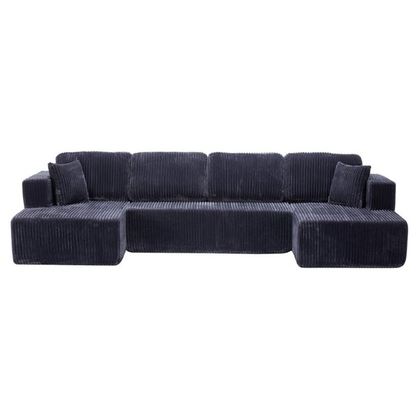 English Elm U Shaped Modular Sectional Corduroy Sofa Minimalist Low Profile Living Room Couch W1919S00004