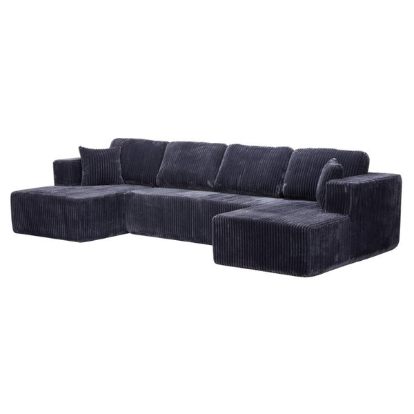 English Elm U Shaped Modular Sectional Corduroy Sofa Minimalist Low Profile Living Room Couch W1919S00004