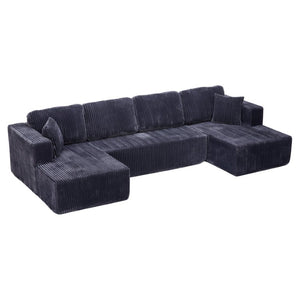 English Elm U Shaped Modular Sectional Corduroy Sofa Minimalist Low Profile Living Room Couch W1919S00004
