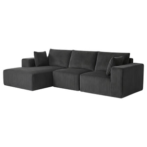 English Elm Modular Cloud Sectional Corduroy L-shape Sofa Deep Seat Lounge for Living Room W1919S00008