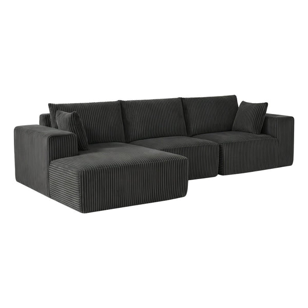 English Elm Modular Cloud Sectional Corduroy L-shape Sofa Deep Seat Lounge for Living Room W1919S00008