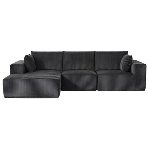 English Elm Modular Cloud Sectional Corduroy L-shape Sofa Deep Seat Lounge for Living Room W1919S00008