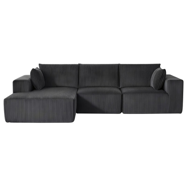 English Elm Modular Cloud Sectional Corduroy L-shape Sofa Deep Seat Lounge for Living Room W1919S00008