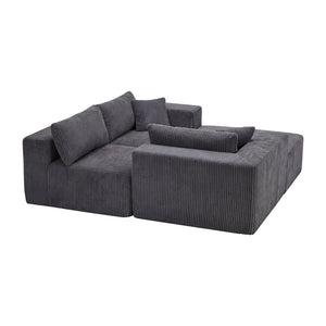 English Elm Modular Cloud Sectional Corduroy L-shape Sofa Deep Seat Lounge for Living Room W1919S00008