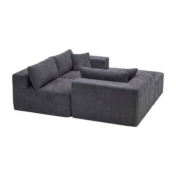 English Elm Modular Cloud Sectional Corduroy L-shape Sofa Deep Seat Lounge for Living Room W1919S00008