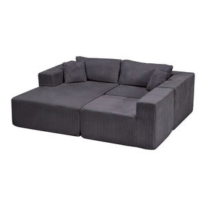 English Elm Modular Cloud Sectional Corduroy L-shape Sofa Deep Seat Lounge for Living Room W1919S00008