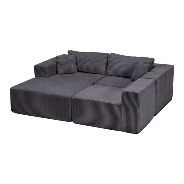 English Elm Modular Cloud Sectional Corduroy L-shape Sofa Deep Seat Lounge for Living Room W1919S00008