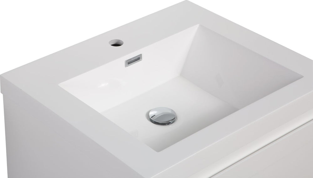 English Elm 24" Resin Vanity Top with Integrated Sink Glossy White One Piece Bathroom Basin W1920P212012