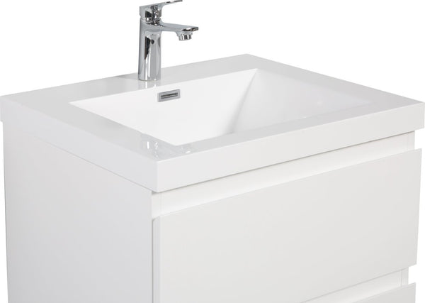 English Elm 24" Resin Vanity Top with Integrated Sink Glossy White One Piece Bathroom Basin W1920P212012