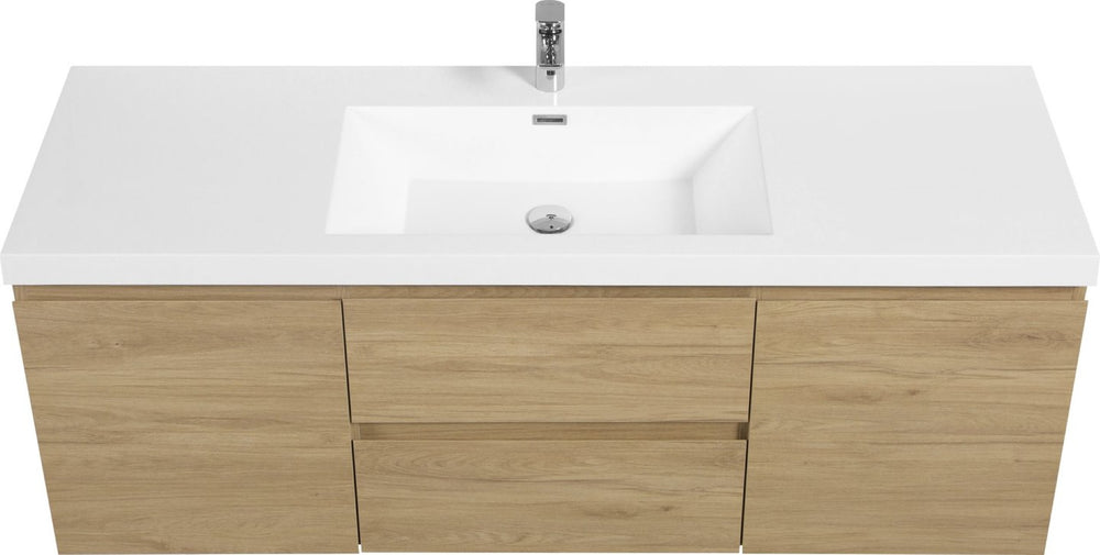 English Elm 60" Resin Integrated Sink Countertop for Bathroom Vanity Glossy White Drop-in Basin W1920P212124