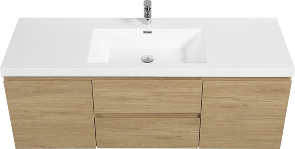 English Elm 60" Resin Integrated Sink Countertop for Bathroom Vanity Glossy White Drop-in Basin W1920P212124