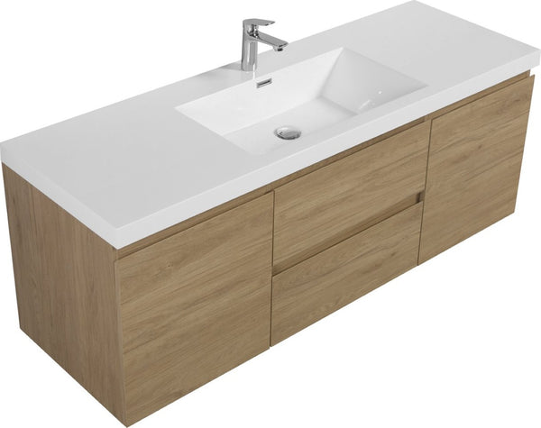 English Elm 60" Resin Integrated Sink Countertop for Bathroom Vanity Glossy White Drop-in Basin W1920P212124