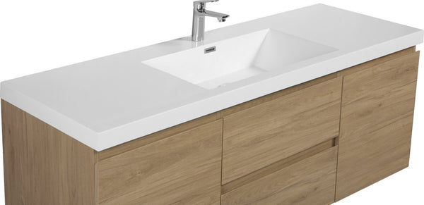 English Elm 60" Resin Integrated Sink Countertop for Bathroom Vanity Glossy White Drop-in Basin W1920P212124