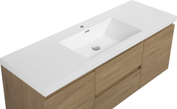 English Elm 60" Resin Integrated Sink Countertop for Bathroom Vanity Glossy White Drop-in Basin W1920P212124