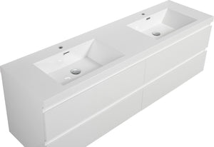 English Elm 72" Glossy White Resin Drop-in Vanity Sink Top for Master Bath Single Basin W1920P212125
