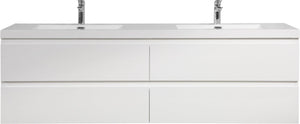 English Elm 72" Glossy White Resin Drop-in Vanity Sink Top for Master Bath Single Basin W1920P212125
