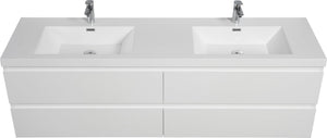 English Elm 72" Glossy White Resin Drop-in Vanity Sink Top for Master Bath Single Basin W1920P212125