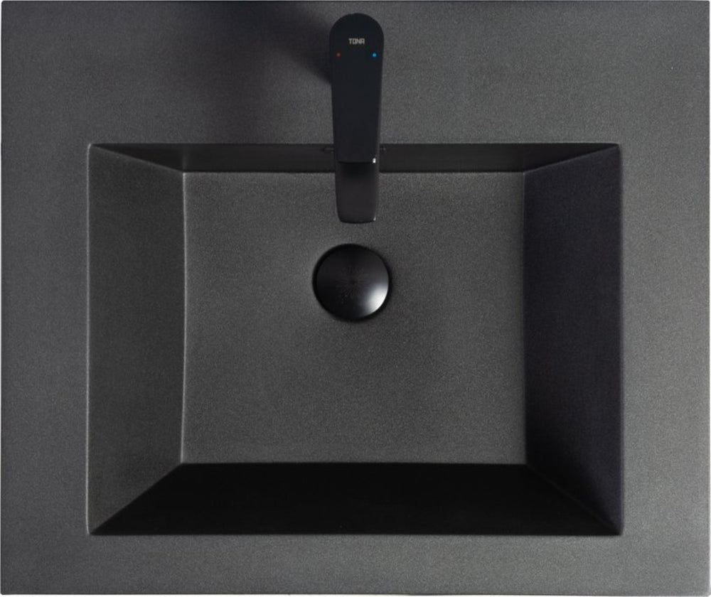 English Elm 24" Matte Black Quartz Sand Vanity Countertop Sink One Piece Seamless Spa Bath W1920P212126