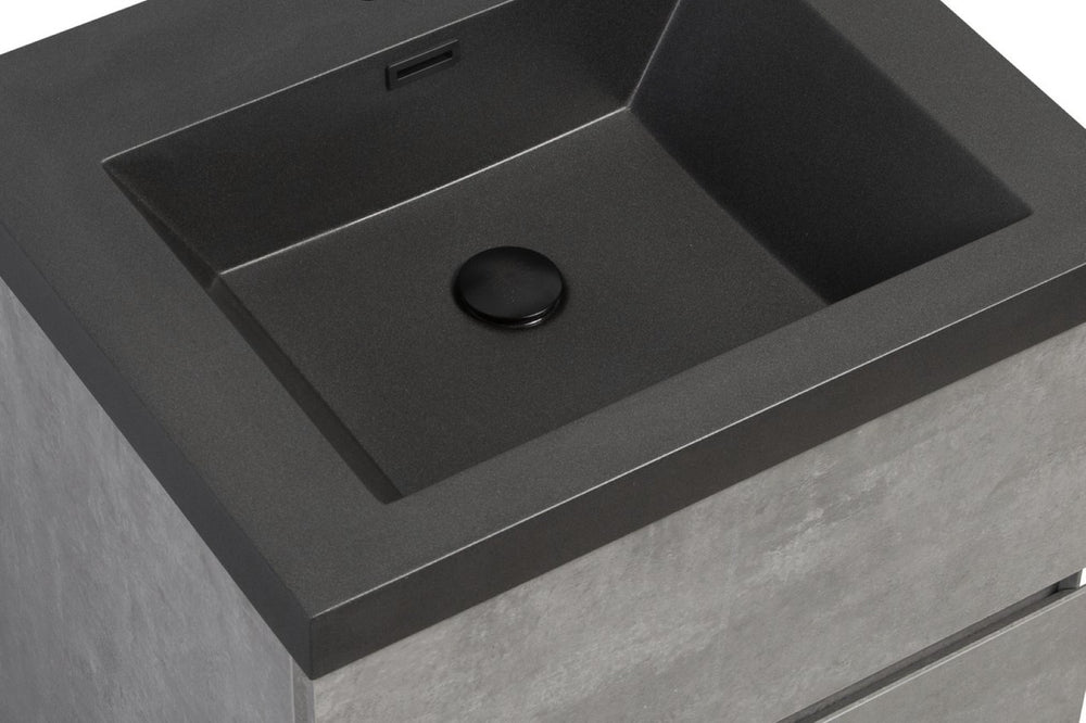 English Elm 24" Matte Black Quartz Sand Vanity Countertop Sink One Piece Seamless Spa Bath W1920P212126
