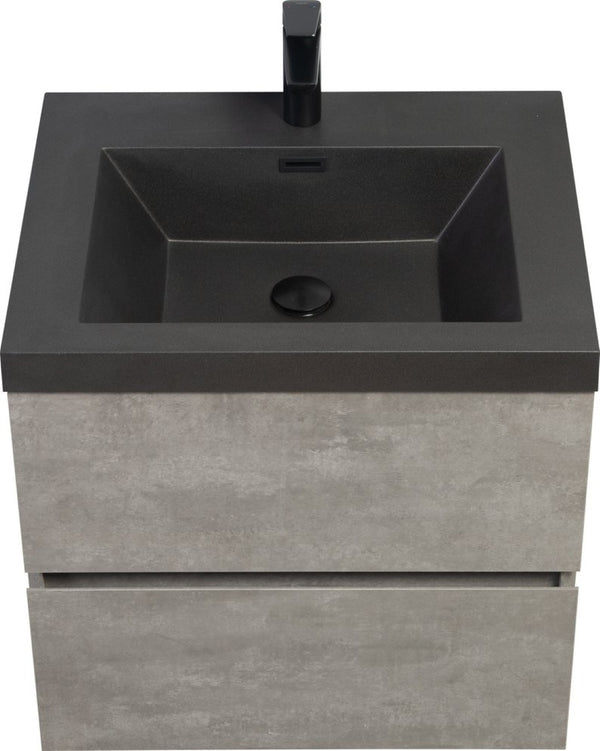 English Elm 24" Matte Black Quartz Sand Vanity Countertop Sink One Piece Seamless Spa Bath W1920P212126