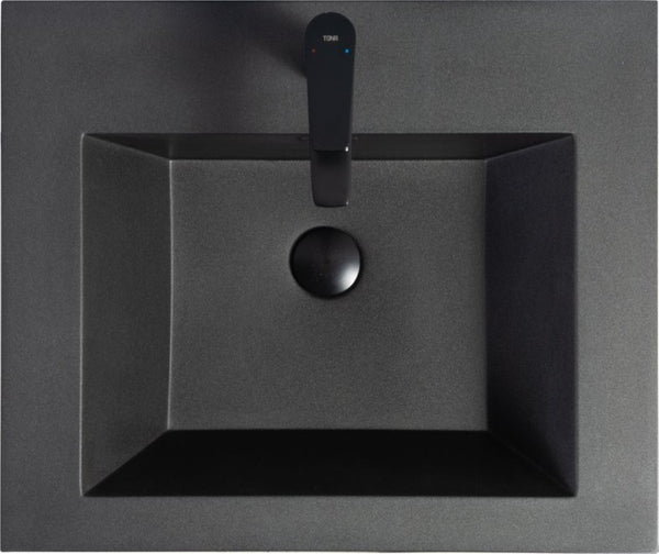 English Elm 30 Inch Matte Black Quartz Sand Bathroom Vanity Top Single Hole Drop in Basin Sink W1920P212128