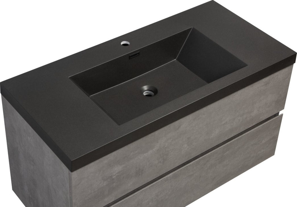 English Elm 48" Quartz Sand Integrated Sink Countertop Matte Black Finish for Bathroom Vanity W1920P212139