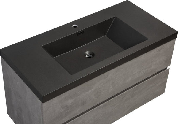 English Elm 48" Quartz Sand Integrated Sink Countertop Matte Black Finish for Bathroom Vanity W1920P212139