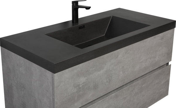 English Elm 48" Quartz Sand Integrated Sink Countertop Matte Black Finish for Bathroom Vanity W1920P212139