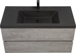 English Elm 48" Quartz Sand Integrated Sink Countertop Matte Black Finish for Bathroom Vanity W1920P212139