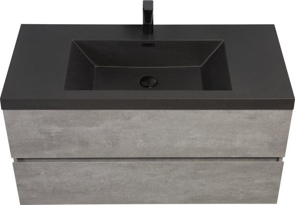 English Elm 48" Quartz Sand Integrated Sink Countertop Matte Black Finish for Bathroom Vanity W1920P212139