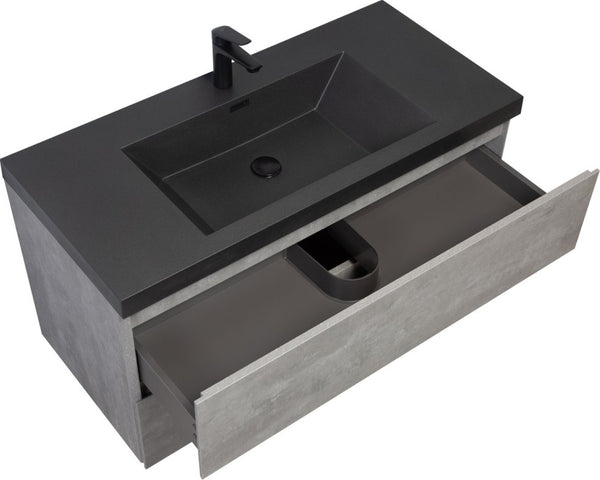 English Elm 48" Quartz Sand Integrated Sink Countertop Matte Black Finish for Bathroom Vanity W1920P212139