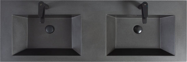 English Elm 72" Matte Black Quartz Vanity Countertop Seamless Basin Spa Grade Drop-in Sink W1920P212144