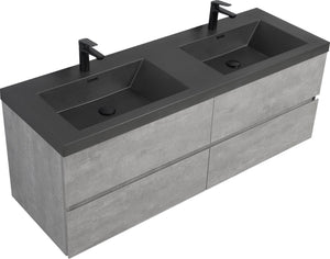 English Elm 72" Matte Black Quartz Vanity Countertop Seamless Basin Spa Grade Drop-in Sink W1920P212144