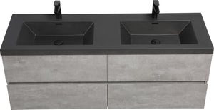 English Elm 72" Matte Black Quartz Vanity Countertop Seamless Basin Spa Grade Drop-in Sink W1920P212144