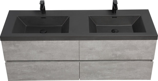 English Elm 72" Matte Black Quartz Vanity Countertop Seamless Basin Spa Grade Drop-in Sink W1920P212144