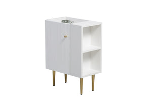 English Elm 21.6" White Bathroom Vanity Base with Open Shelf Gold Hardware Soft Close Doors W1920P385636