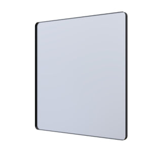 English Elm 36" Square Matte Black Aluminum Vanity Mirror Tempered Glass Bathroom Wall Mount W1920P498817