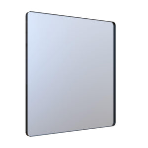 English Elm 36" Square Matte Black Aluminum Vanity Mirror Tempered Glass Bathroom Wall Mount W1920P498817