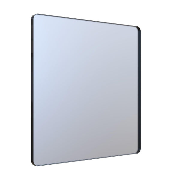 English Elm 36" Square Matte Black Aluminum Vanity Mirror Tempered Glass Bathroom Wall Mount W1920P498817